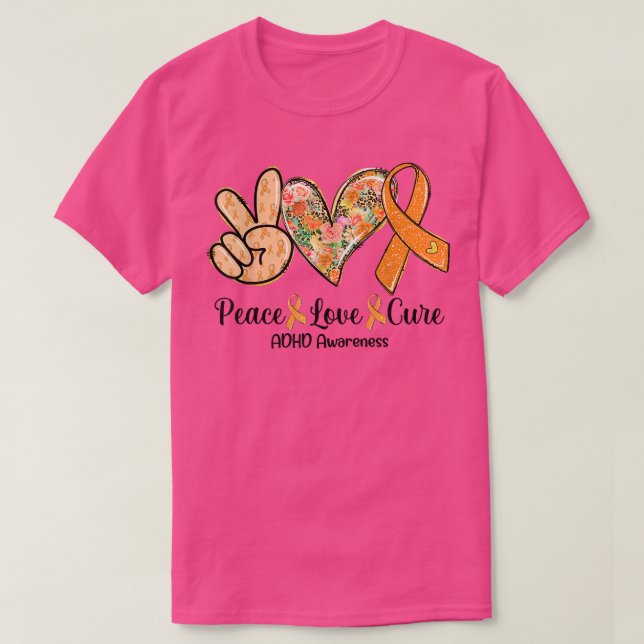 Orangen Peace Cure Kärlek Ribbon ADHD Awareness Gi T Shirt (Design framsida)