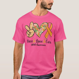 Orangen Peace Cure Kärlek Ribbon ADHD Awareness Gi T Shirt
