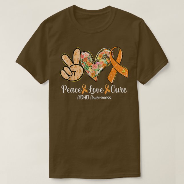 Orangen Peace Cure Kärlek Ribbon ADHD Awareness Gi T Shirt (Design framsida)