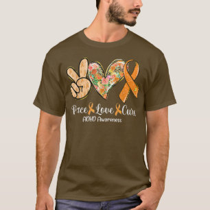 Orangen Peace Cure Kärlek Ribbon ADHD Awareness Gi T Shirt