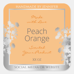 Orangen Peach Light och Silver för blommigtens pro Fyrkantigt Klistermärke