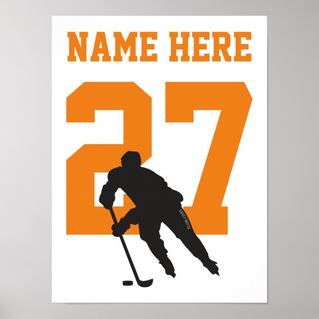 Orangen personlig Hockey Player Player Number Poster (Framsidan)