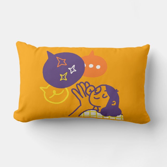 Orangen Pillow - 13 x 21 tum med illustration Lumbarkudde (Framsida)