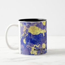 Orangen pricker, lilor och guldabstrakt på mug.en Två-Tonad mugg