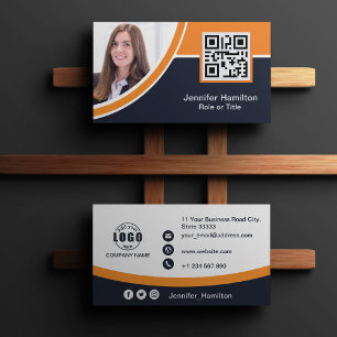 Orangen professionell lägger till Logotypen QR-kod Visitkort