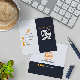 Orangen professionell svart lägger till Logotypens Fyrkantigt Visitkort