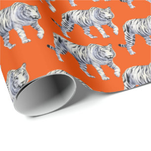 Orangen Red Mönster i den vackra Bengal White Tige Presentpapper