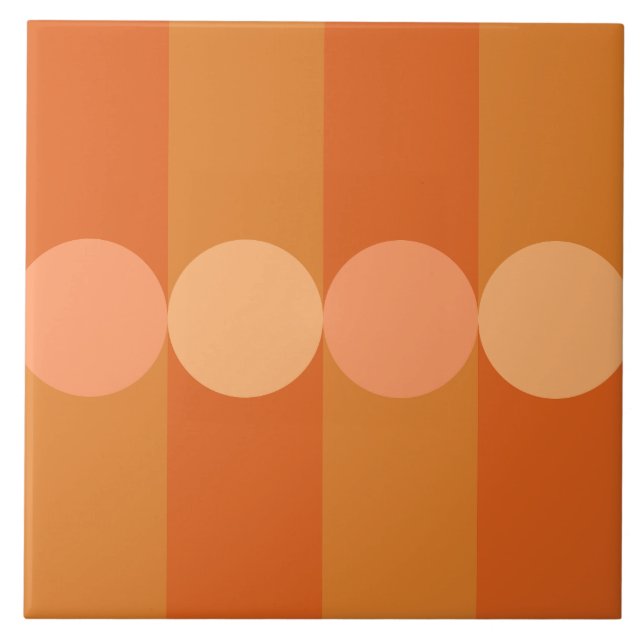 Orangen Retro Geometry Rand Circles Kakelplatta (Framsidan)