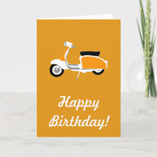 Orangen Retro Scooter Grattis på födelsedagen Card Kort
