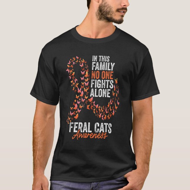 Orangen Ribb -  för feral katthetsmedvetenhet T Shirt (Framsida)