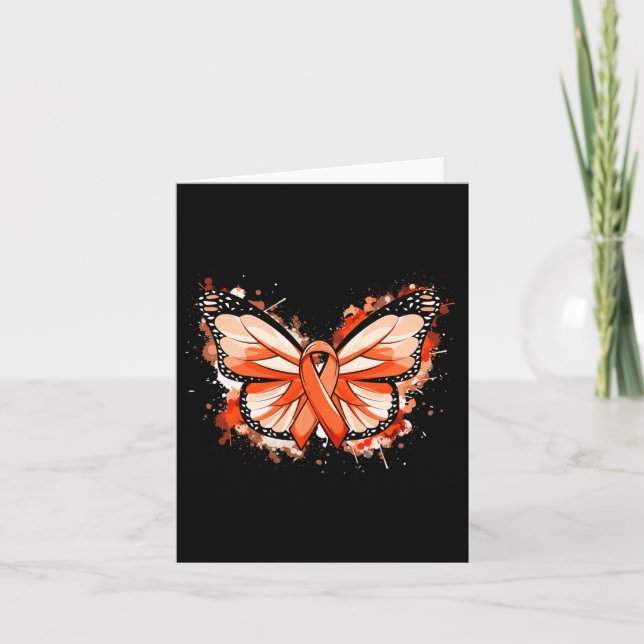 Orangen Ribbon Butterfly Kort (Framsida)