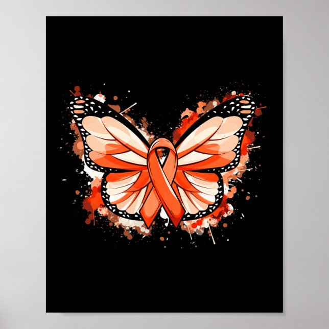 Orangen Ribbon Butterfly Poster (Framsidan)