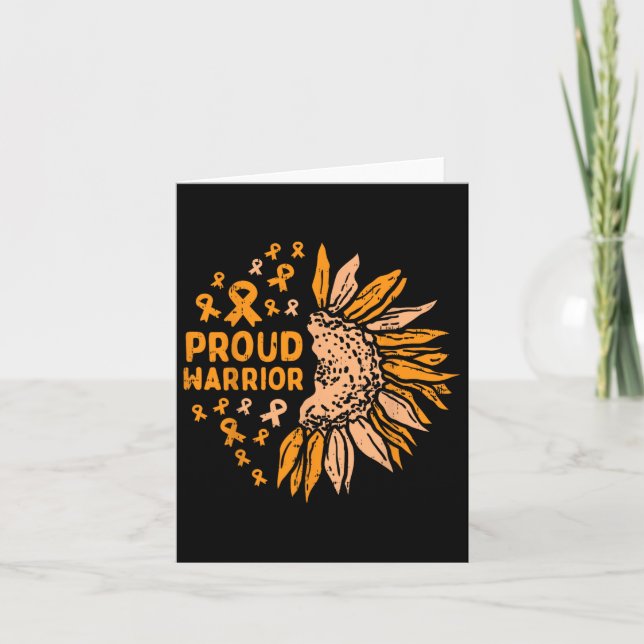 Orangen Ribbon Proud Warrior Leukemia Awa Kort (Framsida)
