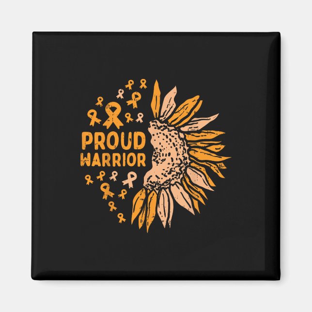 Orangen Ribbon Proud Warrior Leukemia Awa Magnet (Framsidan)
