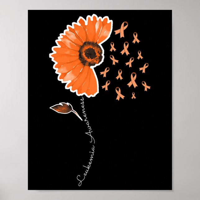 Orangen Ribbon Solros - Leukemi Awareness Warrior  Poster (Framsidan)