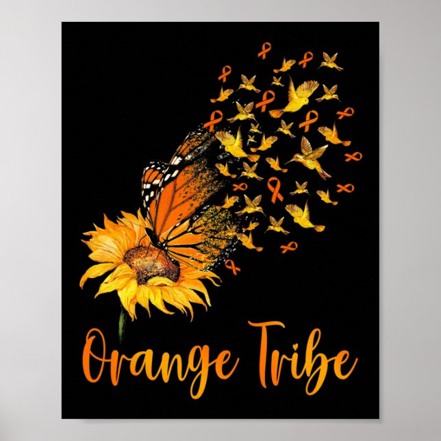 Orangen Ribbon Tribe - medvetenhet Solrosblommor - Poster (Framsidan)