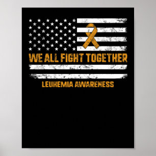 Orangen Ribbon USA flagga Wa i kampen mot leukemi Poster