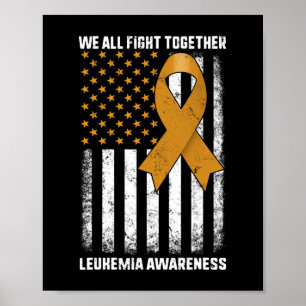 Orangen Ribbon USA flagga Wa i kampen mot leukemi Poster