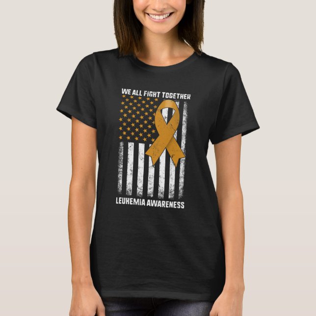 Orangen Ribbon USA flagga Wa i kampen mot leukemi T Shirt (Framsida)