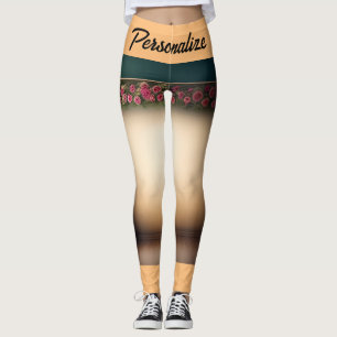Orangen Röd ros Flavors Black Speciell Leggings
