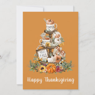 Orangen Rustic Autumn Pumpkin Happy thanksgiving