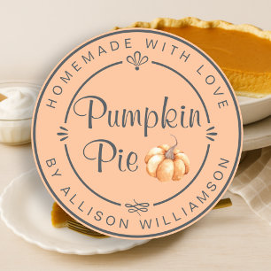 Orangen Rustic Homemade Fall Pumpkin Paj Runt Klistermärke