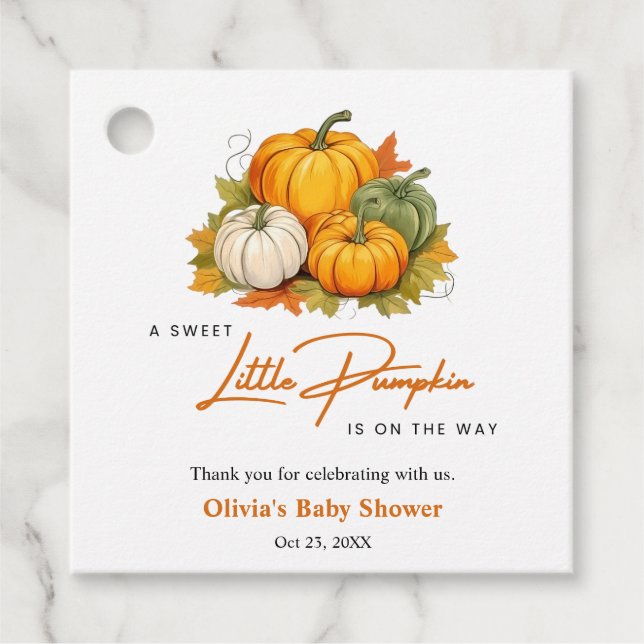 Orangen sjunker hösten en liten babystövel gåvor etiketter (Framsida)