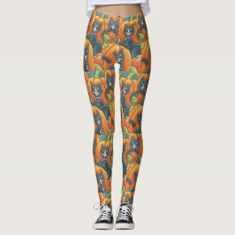 Orangen svarta katter OCH MICE HALLOWEEN LEGGINGS