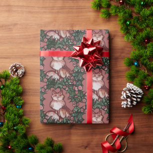 Orangen Tabby katt vid jul Kattunge Julafton Presentpapper