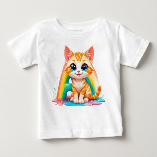 Orangen Tecknad Kitten T Shirt (Framsida)