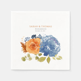 Orangen Terracotta Boho Blommigt Pappersservett