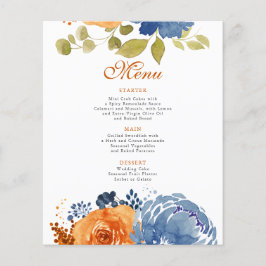 Orangen Terracotta Bröllop Menu Flygblad
