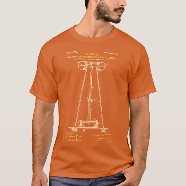 Orangen Tesla Coil Texas T Shirt (Framsida)