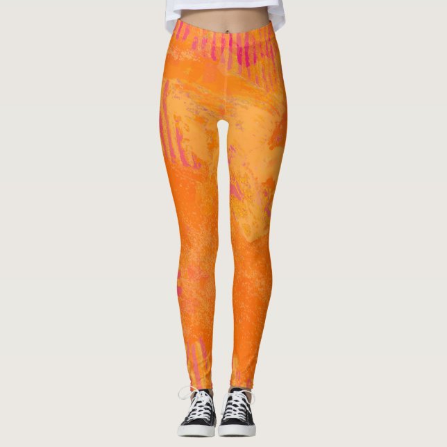 Orangen Tiger Leggings (Framsida)