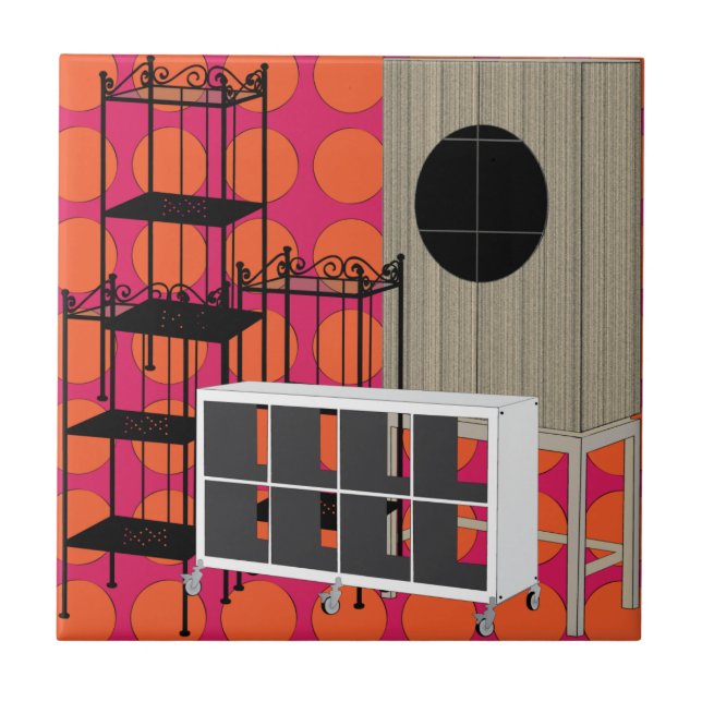 Orangen Tile för Ikea Furnetings Shelves Kakelplatta (Framsidan)