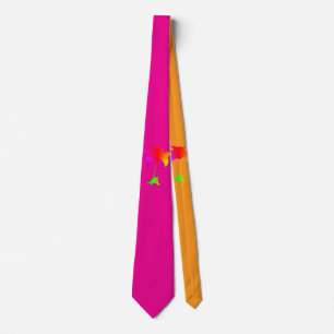 Orangen Tropical Neck Tie för Rainbow Blommigt Sho Slips