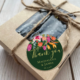 Orangen Tropiska blommor för färgstark Söt Rosa  F Runt Klistermärke