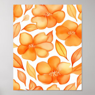 orangen vår blommor vattenfärg poster
