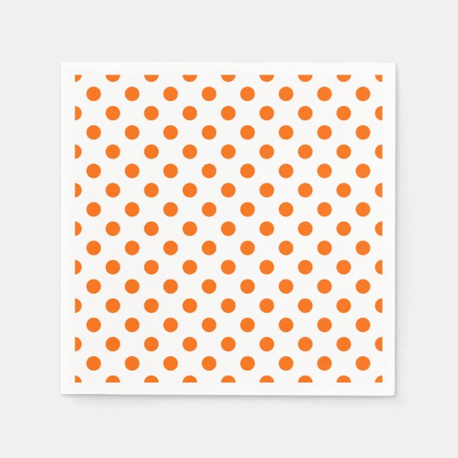 Orangen Vit bakgrund Polka dots Pappersservett (Framsidan)