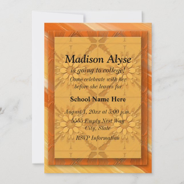 Orangens Abstrakt "Av till högskola" Inbjudan (Framsida)