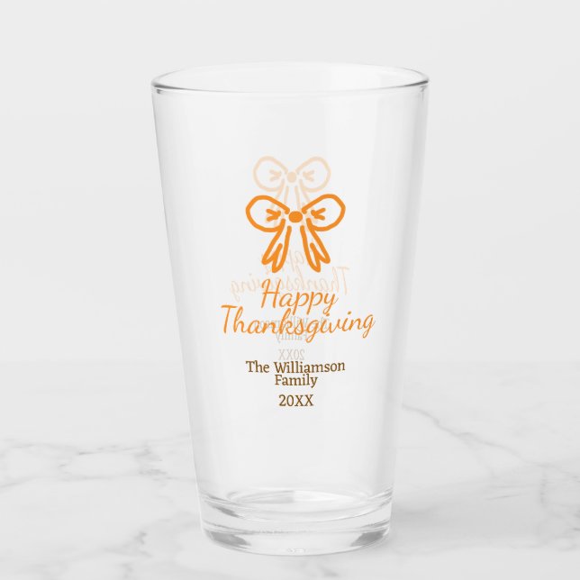 Orangens armbågsretro happy thanksgiving lägg till glaskopp (Framsida)
