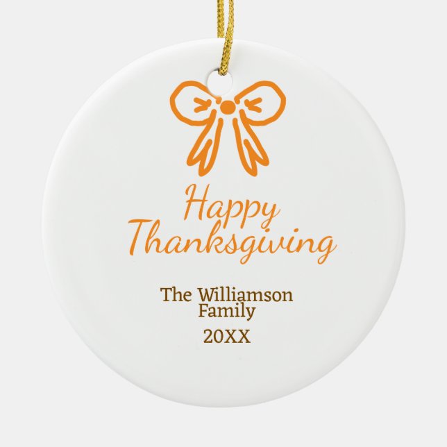 Orangens armbågsretro happy thanksgiving lägg till julgransprydnad keramik (Framsidan)