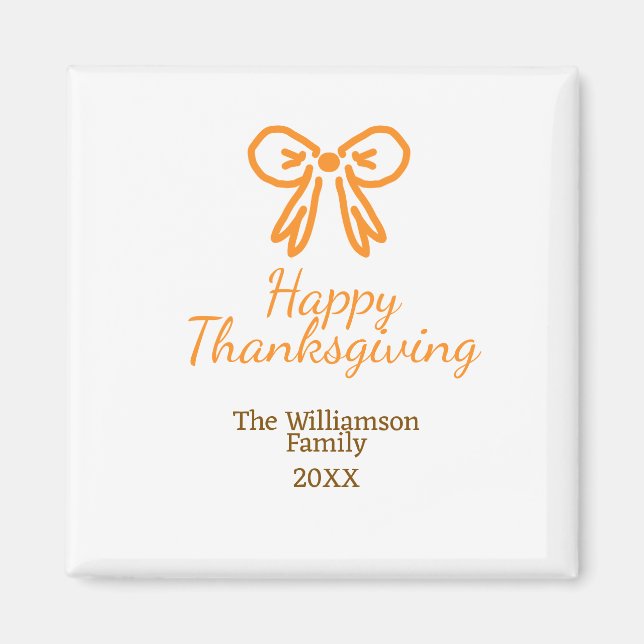 Orangens armbågsretro happy thanksgiving lägg till magnet (Framsidan)