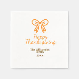 Orangens armbågsretro happy thanksgiving lägg till pappersservett