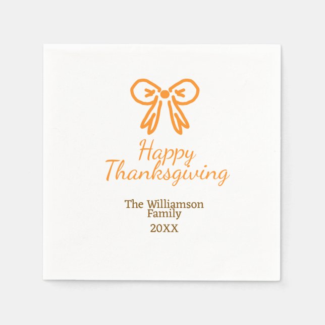 Orangens armbågsretro happy thanksgiving lägg till pappersservett (Framsidan)