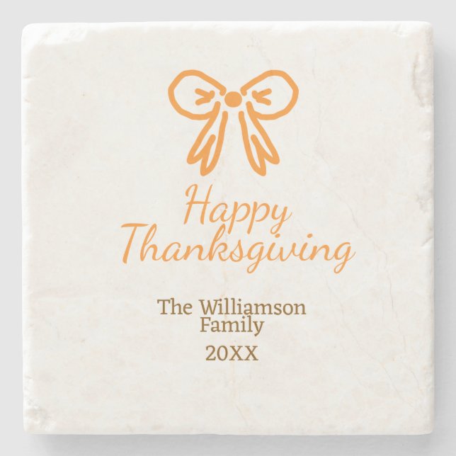 Orangens armbågsretro happy thanksgiving lägg till stenunderlägg (Framsidan)