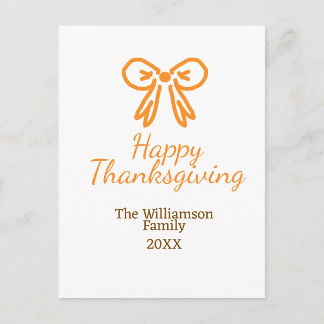 Orangens armbågsretro happy thanksgiving lägg till vykort (Framsida)