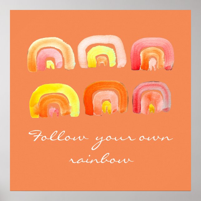Orangens återinspirationsincitat för regnbåge poster (Framsidan)