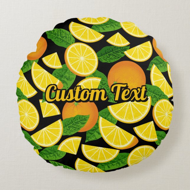 Orangens bakgrund rund kudde (Framsidan)