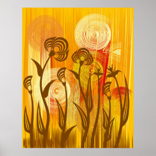 Orangens blommigt - bakgrund poster